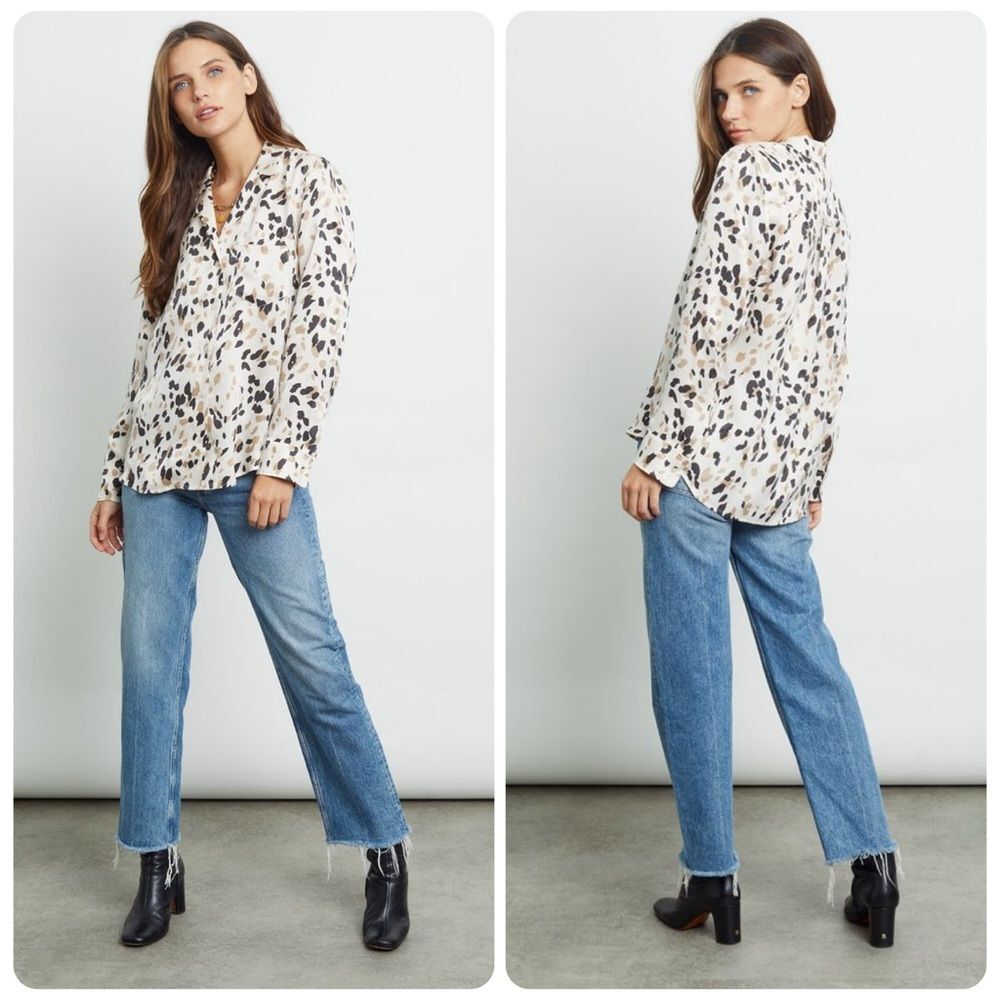 Rails Rebel Silk Button Front Blouse in Natural A… - image 2